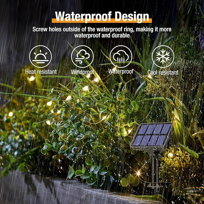 8 Pack Solar String Lights Outdoor, 640LED 264FT Waterproof 8 Modes Copper Wire Solar Twinkle Lights for Outside Garden Patio Tree Christmas Wedding Party Decor