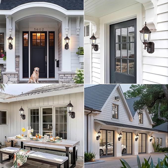 Lamomo Outdoor Wall Sconce, 2 Pack Dusk to Dawn Motion Sensor Light Fixtures, Exterior Aluminum Waterproof Porch Lights for Patio Front Door Garage