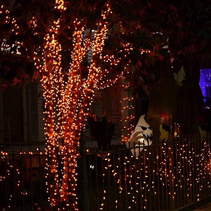 Dazzle Bright Fairy String Lights, 20 FT 60 LED Copper Wire Battery Operated Waterproof Lights, Halloween Decorations for Indoor Home Outdoor Garden Patio Yard Party Decor (Orange, 1)