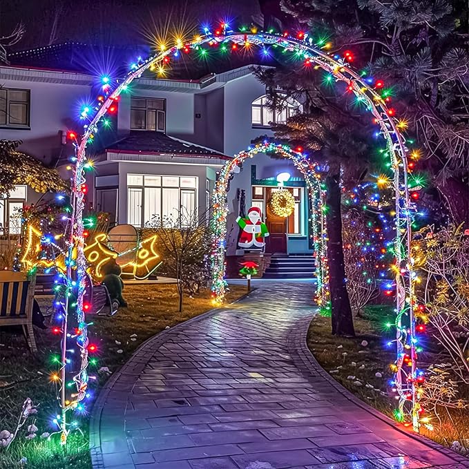 100FT 300 LED Christmas Lights Outdoor, Multicolor Christmas String Lights with 8 Modes Waterproof, Green Wire Twinkle Tree Light for Indoor Home Garden Patio Xmas Party Decorations
