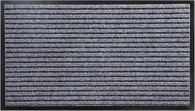 Yimobra Front Door Mat Outdoor Indoor Entrance, 100% Waterproof All-Season All Weather Doormat, Welcome Matt Outside Entry, Non Slip, Low Profile, Heavy Duty Patio Porch Floor Mats,47 x 24,Gray White