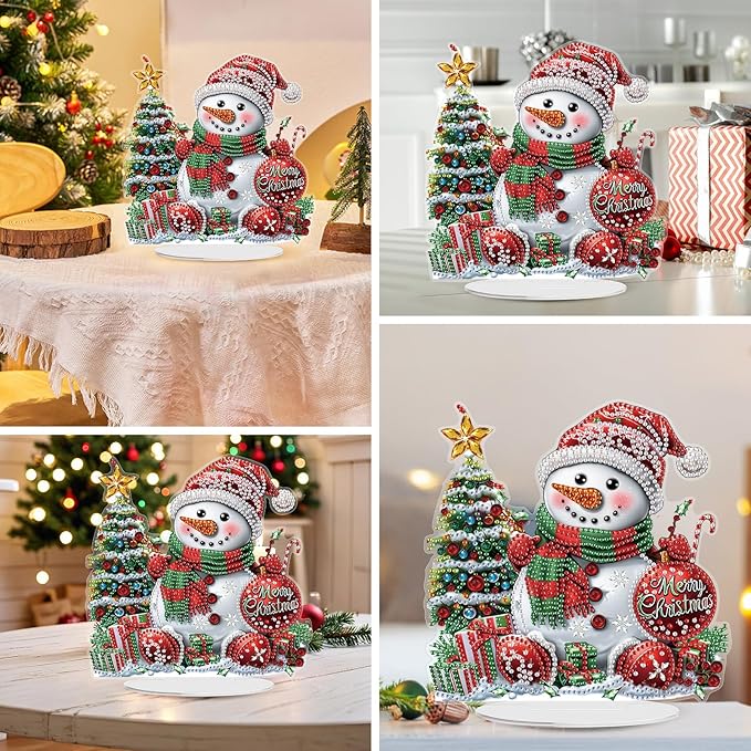Diamond Art Kits for Adults, Christmas Snowman, Special Shaped Rhinestone Diamond Art Christmas Ornaments, Cute Snowman, DIY Diamond Art Painting Desktop Ornament Gem Art Crafts for Adults Home Decor