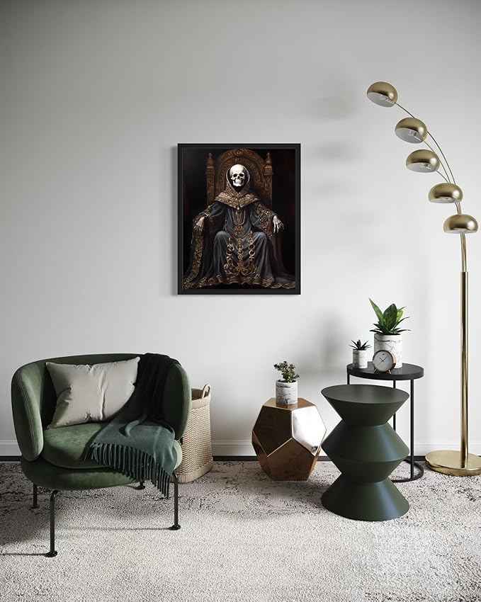 Skull King Poster Art Print, Halloween Scary Vintage Wall Art Academia Spooky Painting Decoration for Horror Prints, Gothic Posters Bedroom Decor 89 (Skull King 1, 11 x 14 inches, Unframed)