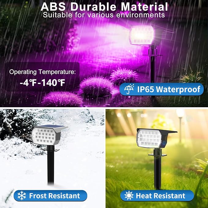 Solar Color Changing Spot Lights Outdoor Waterproof Colored RGB Solar Powered Landscape Lights for Yard 7 Lighting Modes Multicolor Solar Spotlights for Pathway Garden Outside (10 Pack)