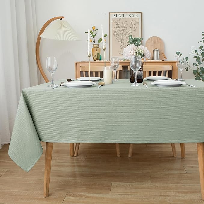 Biscaynebay Tablecloth for Rectangle Tables-60x84 Inch Sage Outdoor Picnic Table Cover-Rectangular Folding Reusable Table Cloths Water Resistant for Kitchen Camping Dining Room Patio Banquet Party