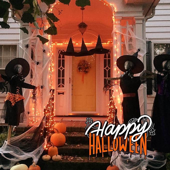 Orange Halloween Tree Lights with Green Wire,13ft 50 Incandescent Bulb Waterproof Fairy Lights,Plug in Mini String Lights for Christmas, Patio, Holiday, Party, Home, Indoor Outdoor Decor