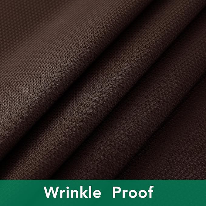 Biscaynebay Textured Fabric Round Tablecloths 90", Brown Water Resistant Table Cloths Circle Folding Table Covers Linen for Dining, Kitchen, Wedding, Parties etc. Machine Washable