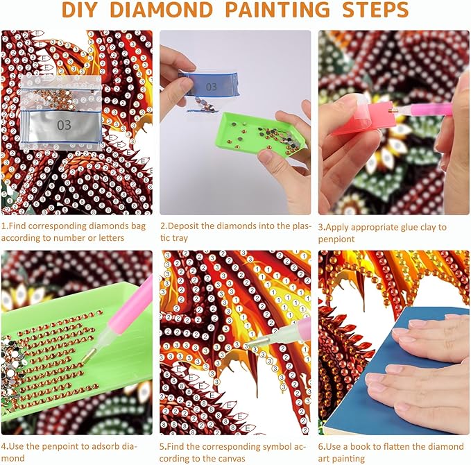 SENQAO Dragon Diamond Art Hanging Kit for Adult, Special Shaped Rhinestone, Double Sided DIY Acrylic Diamond Art Painting Window Pendants Home Garden Wall Hanging Kits Hanging Ornament (Sunflower)