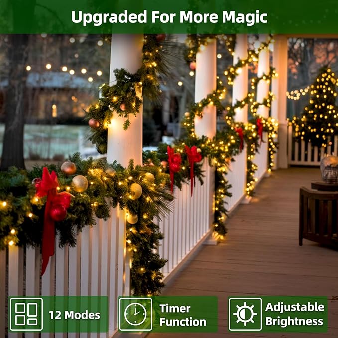 1500 LED 470FT Christmas Lights Outdoor,12 Lighting Modes Christmas String Lights with Timer, Dimmable Warm White LED StringLights Waterproof for Yard Tree Wedding Party Holiday Warm White