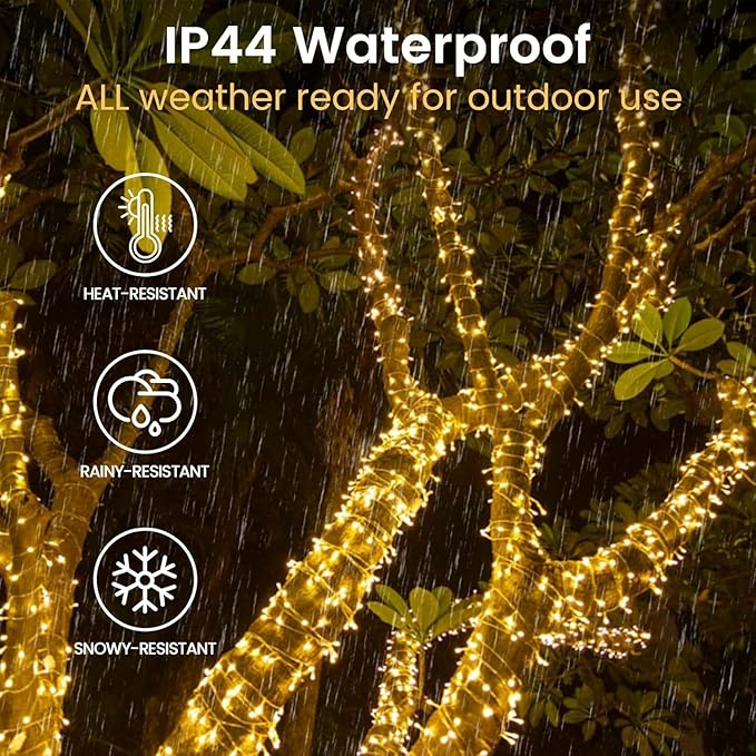 2 Pack String Lights Battery Operated with Timer, 33FT 100 LED Waterproof Battery Twinkle Lights, 8 Modes Fairy Light for Indoor & Outdoor Party Bedroom Garland Tree Christmas Decorations (Warm White)