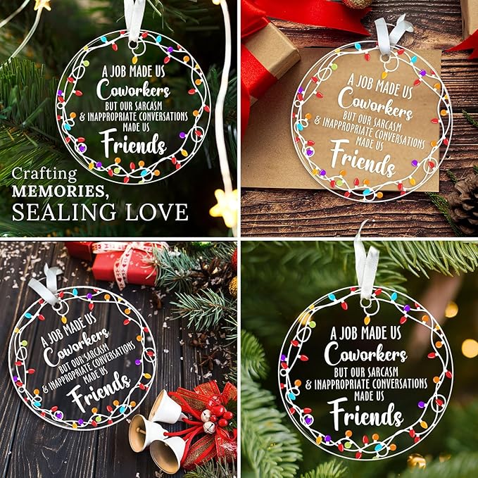 HEXMOZ Coworker Ornament - Christmas Coworkers Gifts for Work Besties, Work Friends - White Elephant, Funny Secret Santa Office Ideas for Women, Men - Acrylic Ornament 2025 Decoration