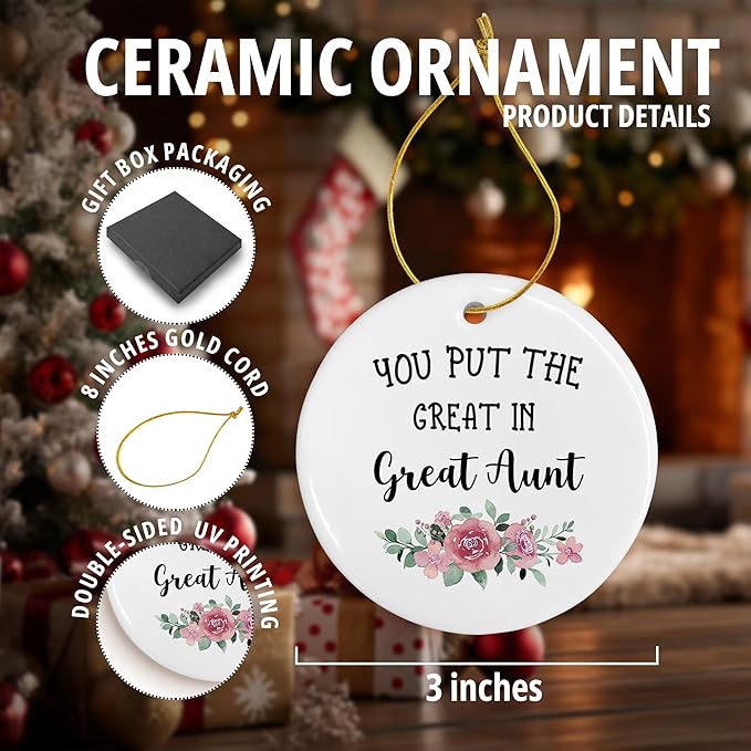 Great Aunt Ceramic Christmas Ornaments, Great Aunt Gifts Baby Announcement Gifts Christmas Tree Decorations Ornaments, Pregnancy Announcement Gift Hanging Decor