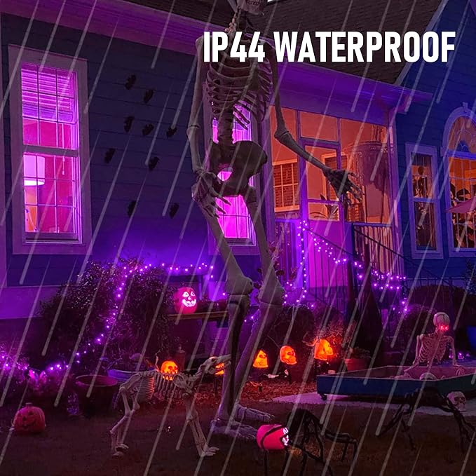 TW SHINE Purple Halloween Lights, 2 Pack 20FT 100 Count Incandescent Halloween Mini String Lights, Waterproof Halloween Decorations for Outdoor Indoor Patio Home Party Garden Yard Decor