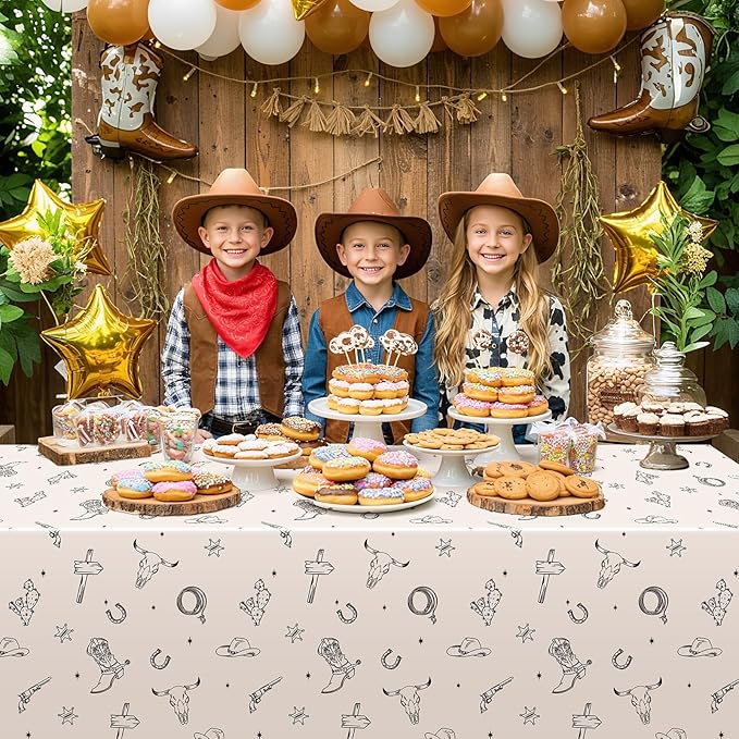 3 Pack Western Cowboy Party Decorations Tablecloth, 54 X 108Inch Rodeo Table Covers Disposable Cowboy Table Cloth Waterproof Tables Cover for Western Rodeo Birthday Party Decor