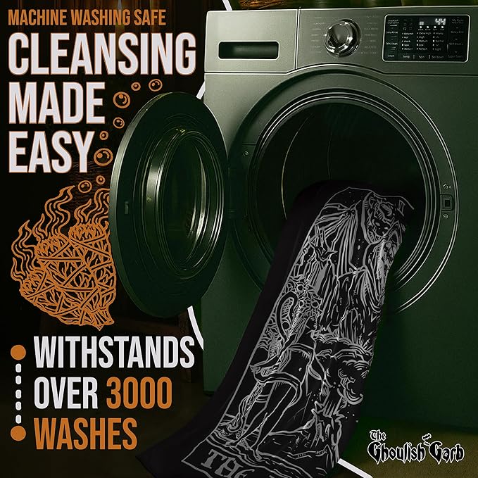 The Lovers Tarot Card Tapestry (Black & White) - Grim Reaper - Gothic Couple Halloween Home Decor Wall Hanging (59" x 51")