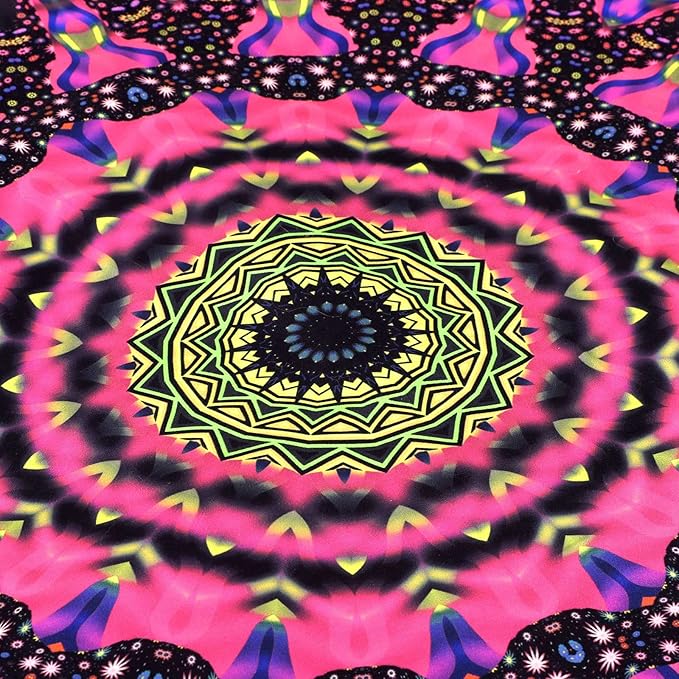 ADDWel Blacklight Mandala Boho Tapestry Glow In The Dark, Black Light Bohemian Hippie Poster Wall Hanging for Bedroom Aesthetic Wall and Room Decor (90" x 70", Mandala)