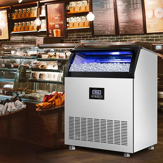 Commercial Ice Maker Machine 360LBS/24H with 77LBS Large Ice Storage Bin, 126Pcs Clear Ice Cubes in 11Mins, Stainless Steel Under Counter Industrial Ice Machine for Bar, Restaurant Business