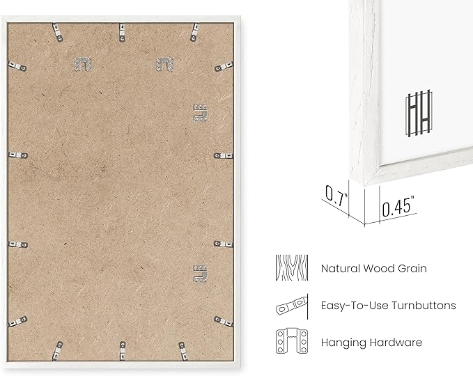 HAUS AND HUES 24x36 Frame Set of 6 - Poster Frames 24 X 36 Inches White Gallery Wall Frame Set, White Picture Frames Pack 24 x 36 Poster Frame, Large Picture Frames 24x36 Frame Wood (White Oak Frame)