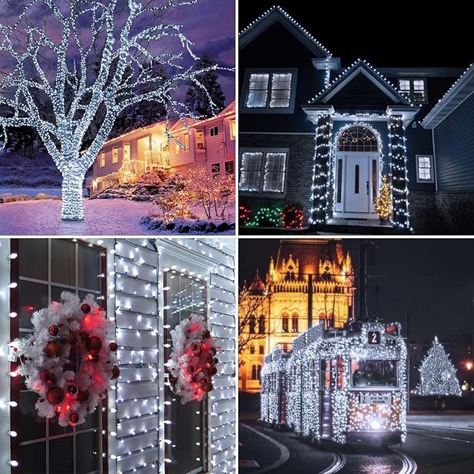 Upgrade Solar String Lights for Outside 2 Pack Total 180FT 500LED String Lights Outdoor with 8 Modes, IP65 Waterproof Outdoor Solar Twinkle Lights, Garden Tree Party Christmas Decorations, Cool White