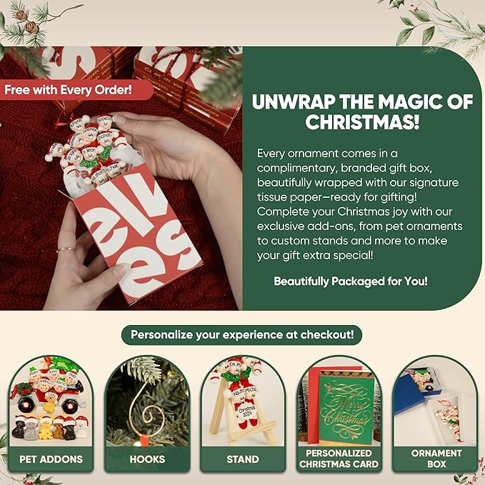 3D Fireplace Mantle Family of 10 Christmas Ornament 2025 Personalized Family Christmas Ornaments 2025 | Holiday Garland Personalized Tree Ornaments Customizable Gifts of Red Stockings of Ten Ornament