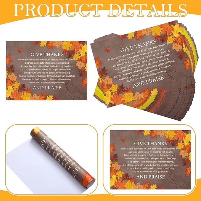 50 Pcs Fall Paper Placemats Thanksgiving Disposable Paper Placemats Autumn Table Mats Give Thanks for Holiday Party Kitchen Dining Table Decoration 16.14 x 11.81 Inches