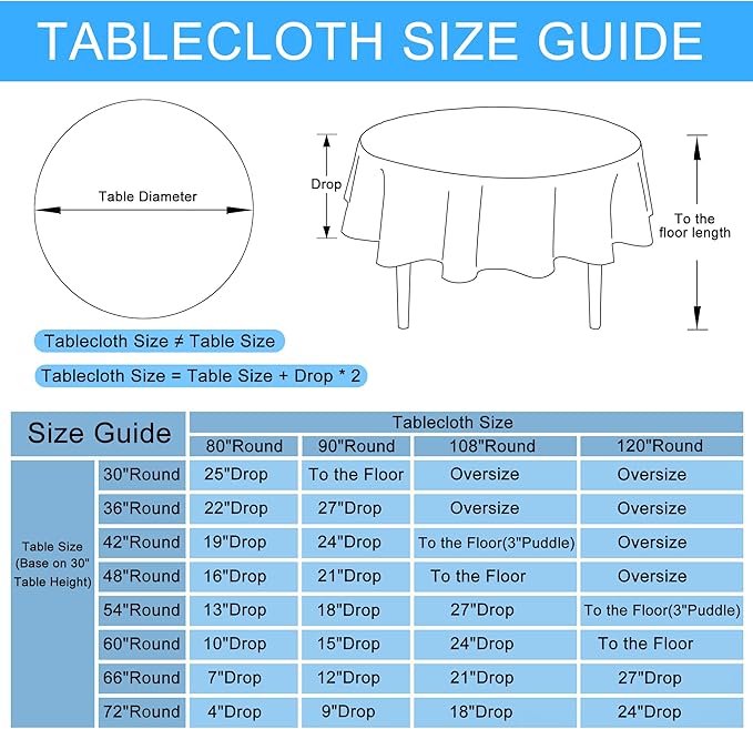 Hiasan Linen Tablecloth 120 Inch Round - Wrinkle and Stain Resistant Washable Polyester Fabric Table Cloth for Dining Room Kitchen Party, Champagne