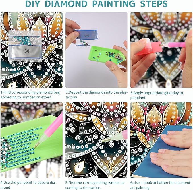 SENQAO Lotus Diamond Art Hanging Kit for Adult, Special Shaped Rhinestone, Double Sided DIY Acrylic Diamond Art Painting Window Pendants Home Garden Wall Hanging Kits Hanging Ornament
