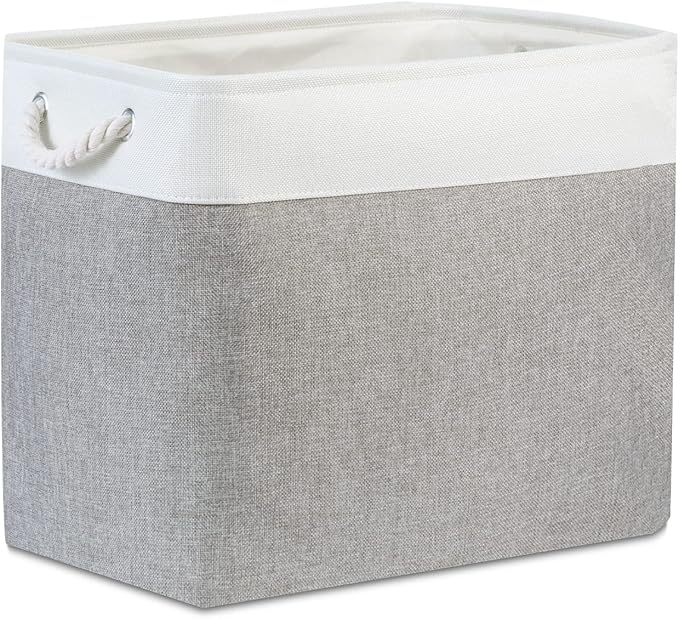 Bidtakay Large Storage Bins for Clothes Fabric Deep Baskets for Organizing Set of 2 Grey Fabric Pantry Storage Bins for Hallway Living Room Blankets 17x12x15 in Extra Large Shelf Tote Baskets