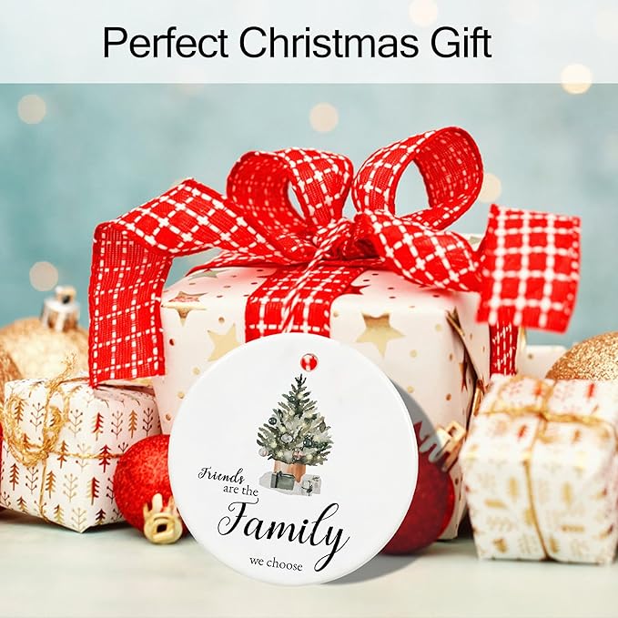 Friend Ornament 2025, Friendship Christmas Ornaments for Friends, Ceramic Keepsake Friends Christmas Ornaments with Ribbon and Box
