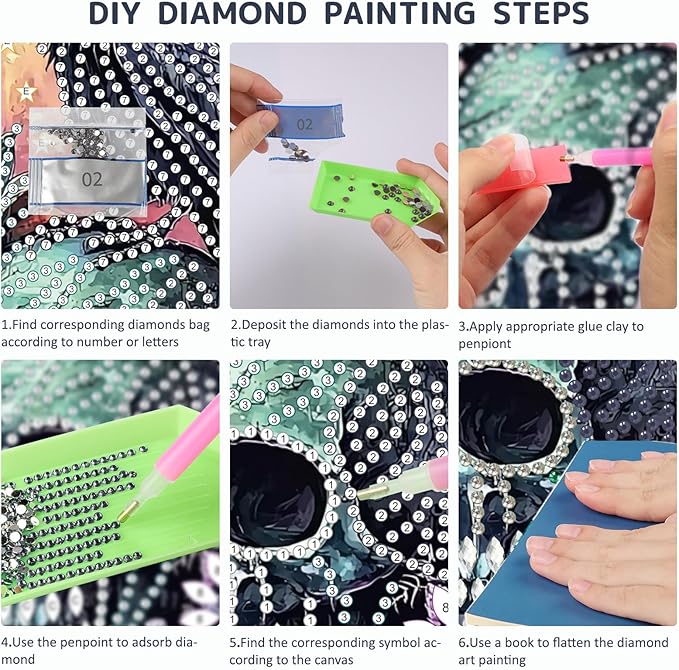 SENQAO Crow Diamond Art Hanging Kit for Adult, Special Shaped Rhinestone, Double Sided DIY Acrylic Diamond Art Painting Window Pendants Home Garden Wall Hanging Kits Hanging Ornament (Raven Skull)