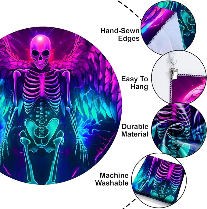 Blacklight Tapestry,WingTapestry Glow In The Dark,UV Reactive Black Light Upright Posters Wall Hanging for Bedroom Dorm Living Room Backdrop Decor (wing13, 59L" x 51W")