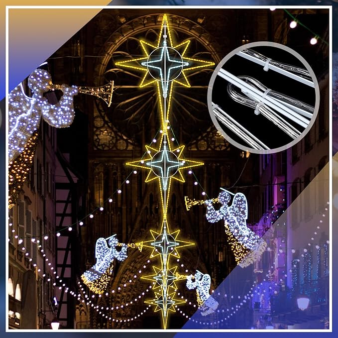 43'' Christmas Star of Bethlehem LED Star Hanging Lights Nativity Holy Family Light for Door Window Porch Wall Decoration Plug Operated Lighted Hanging Tree Topper(White, Warm Light)