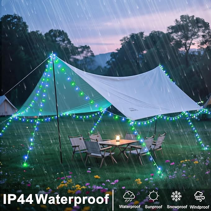250 LED Blue Green Christmas Lights Outdoor Waterproof, 82ft Clear Wire Christmas Tree Lights 8 Modes Plug in Twinkle Fairy Lights for Indoor Christmas Bedroom Tree Decoration