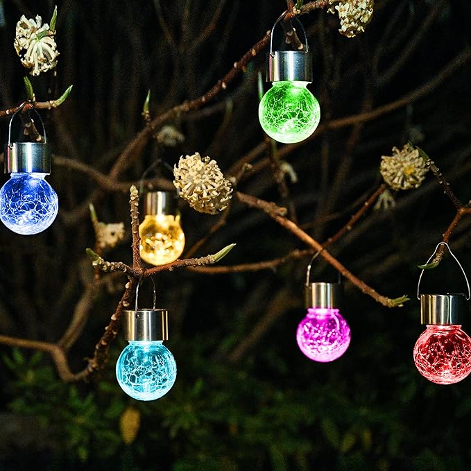 SOLPEX 12 Pack Solar Outdoor Lights Decorative, Hanging Solar Light Outdoor Solar Powered Waterproof Lights, Hanging Globe Light for Garden, Yard, Patio, Lawn, Flower Bed(Color Changing)