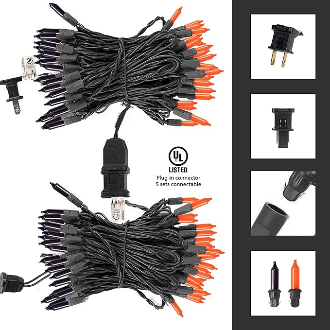 Dazzle Bright Purper and Orange Halloween Lights, 40FT 200 Count Mini String Lights, Waterproof Halloween Decorations for Outdoor Indoor Patio Home Party Garden Yard Decor