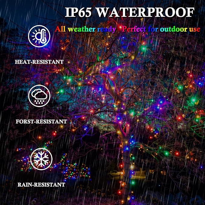 Upgrade Solar String Lights for Outside 4 Pack Total 132FT 400LED String Lights Outdoor with 8 Modes, IP65 Waterproof Outdoor Solar Twinkle Lights, Garden Tree Party Christmas Decorations, Multicolor