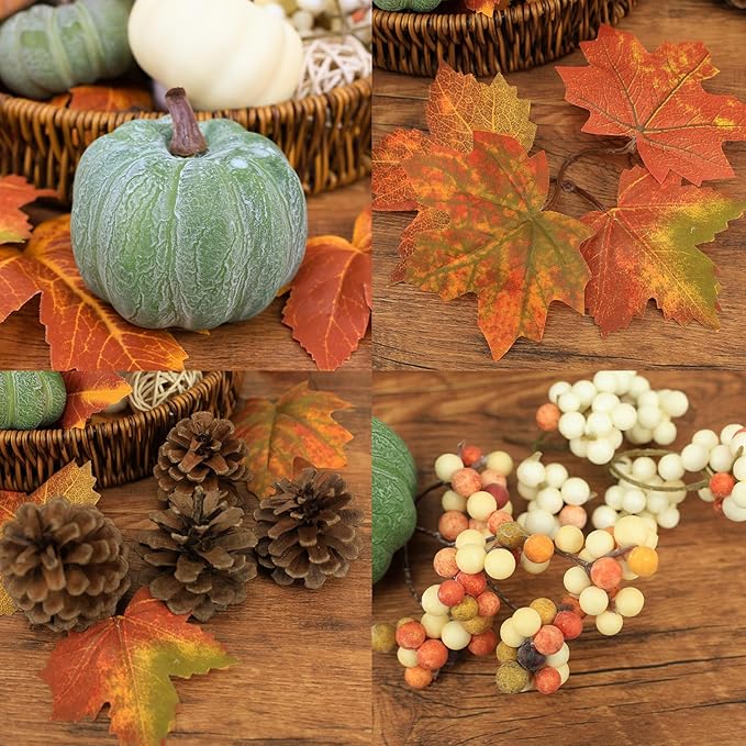 15 PCS Mini Pumpkin Decor - Plastic Pumpkins Fall Decor for Halloween Thanksgiving Artificial Pumpkins Fall Home Decor