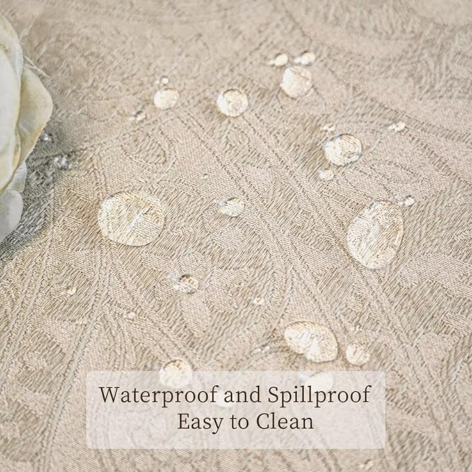 French Rectangle Tablecloth, Luxurious Retro Jacquard Waterproof Washable Table Cloth, Elegant Table Cover for Dining Party Wedding Baby Shower Kitchen (72''x54'', Milky White)