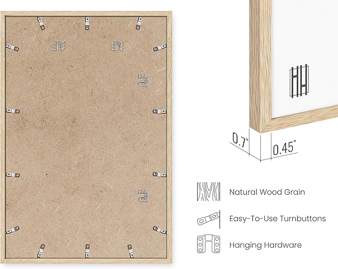 HAUS AND HUES 24"x36" Beige Oak Wood Frames Set of 3-24x36 Natural Wood Frames for Posters, 24x36 Frame Wood, 24x36 Poster Frames for Wall, 24x36 Frame Light Wood, Picture Frames 24x36