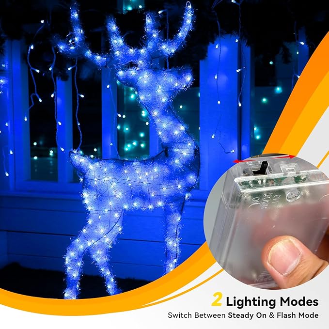 4 Pack 60LED Christmas Fairy Lights Battery Operated - 20FT Twinkle Lights with 2 Lighting Modes Indoor Outdoor, Waterproof Led Fairy String Lights for Bedroom, Classroom, Dorm, DIY Decor, Blue