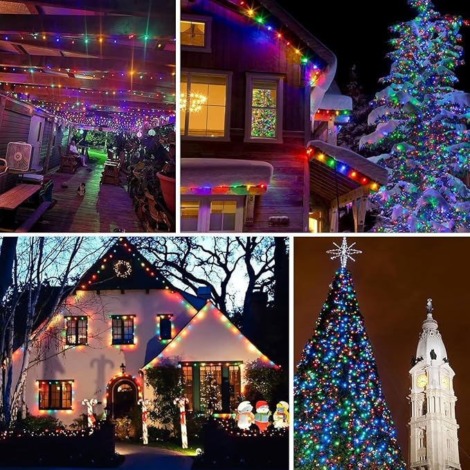 Upgrade Solar String Lights for Outside 4 Pack Total 132FT 400LED String Lights Outdoor with 8 Modes, IP65 Waterproof Outdoor Solar Twinkle Lights, Garden Tree Party Christmas Decorations, Multicolor