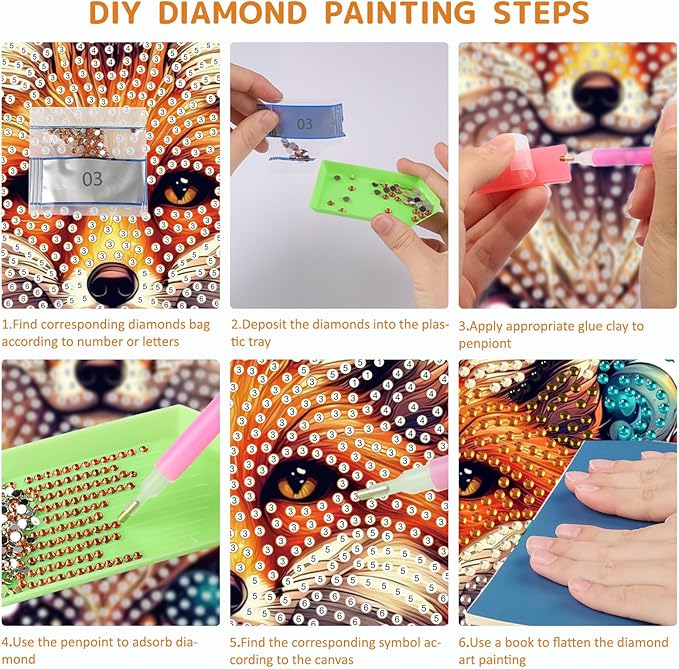 SENQAO Fox Diamond Art Hanging Kit for Adult, Special Shaped Rhinestone, Double Sided DIY Acrylic Diamond Art Painting Window Pendants Home Garden Wall Hanging Kits Hanging Ornament