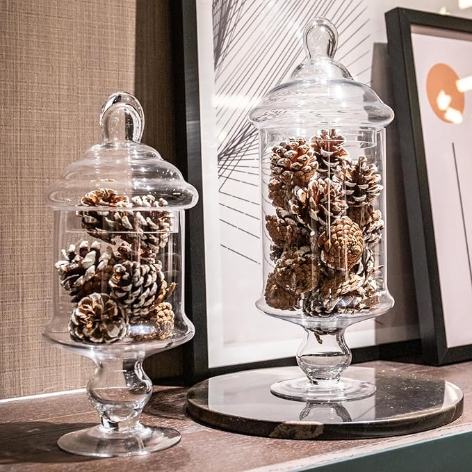 Diamond Star Clear Glass Apothecary Jar Decorative Candy Buffet Jars Elegant Glass Storage Containers (Height: 12" Body: 6")