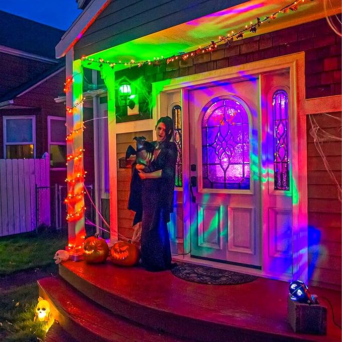2 Pack Halloween Lights Outdoor, Total 200FT 600 LED Orange String Lights for Outside with 8 Modes Waterproof, Plug in Halloween Decorations for Indoor Bedroom Patio Garden Party Holiday