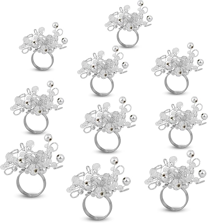 Silver Napkin Rings Set of 12 - Elegant Napkin Rings Sturdy Metal Design | Easy to Clean, Durable & Versatile for Table Settings, Special Occasion & Gift Giving Ideas - ALPHA Living HOME
