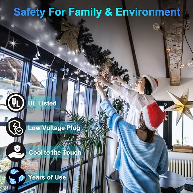 1332 LED 132FT Christmas Lights with 296 Drops, 12 Modes Dimmable Cool White Outdoor Hanging Lights with Timer Memory, Waterproof Curtain Lights for Home Bedroom Indoor Tree Window Roof Fence Wedding