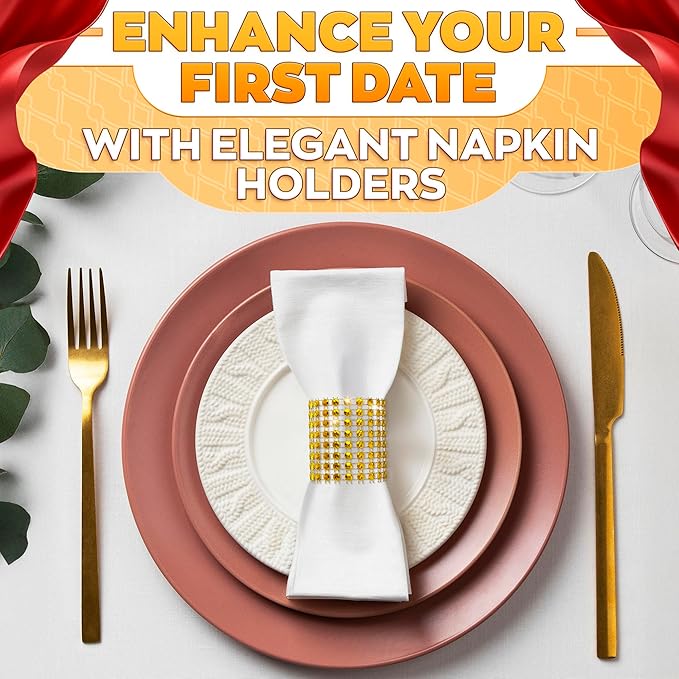 Gold Napkin Rings Set of 100 – Rhinestone Napkin Ring Holders for Weddings, Spring Events, and Table Decorations | Durable, Reusable, and Versatile for Parties, DIY Projects