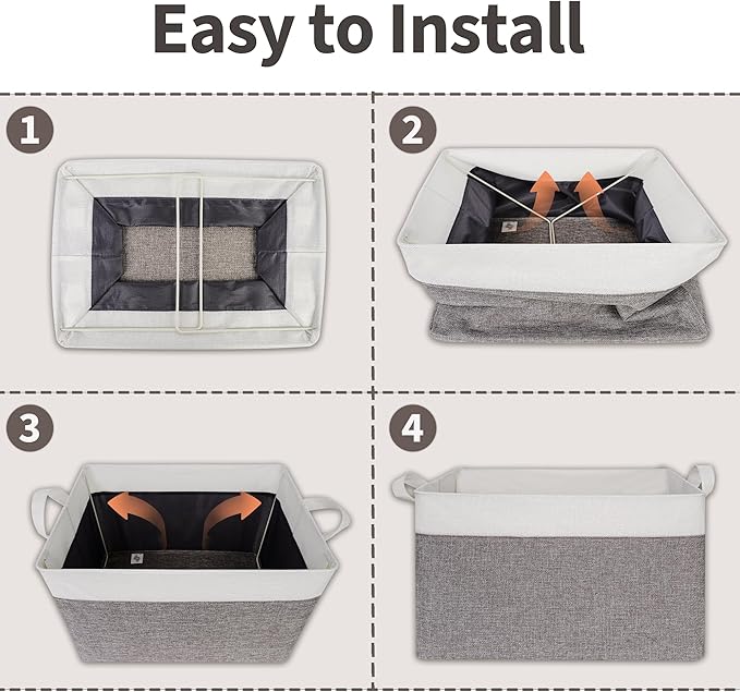 GRANNY SAYS Storage Baskets for Shelves, Closet Organizer Bins, Clothes Storage Bins with Metal Frame, Extra Large Baskets for Organizing and Storage, Collapsible, Gray&White, 2-Pack