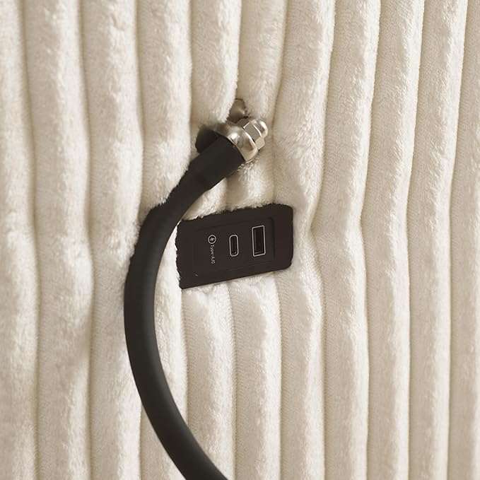 Modular Sectional Sofa Couch, Plush Corduroy Fabric Sectional Couches for Living Room with USB Charging Ports, Phone Holders, and Multi-Functional Storage Armrests (White, 4set+2ottoman)