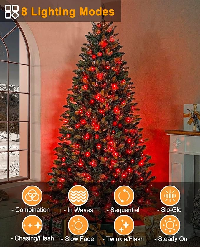197FT 600 LED Christmas Lights Outdoor, Plug in Christmas Tree Lights 8 Modes, Waterproof String Twinkle Lights for Indoor Room Patio Yard Fence Party Wedding Holiday Decorations, Red